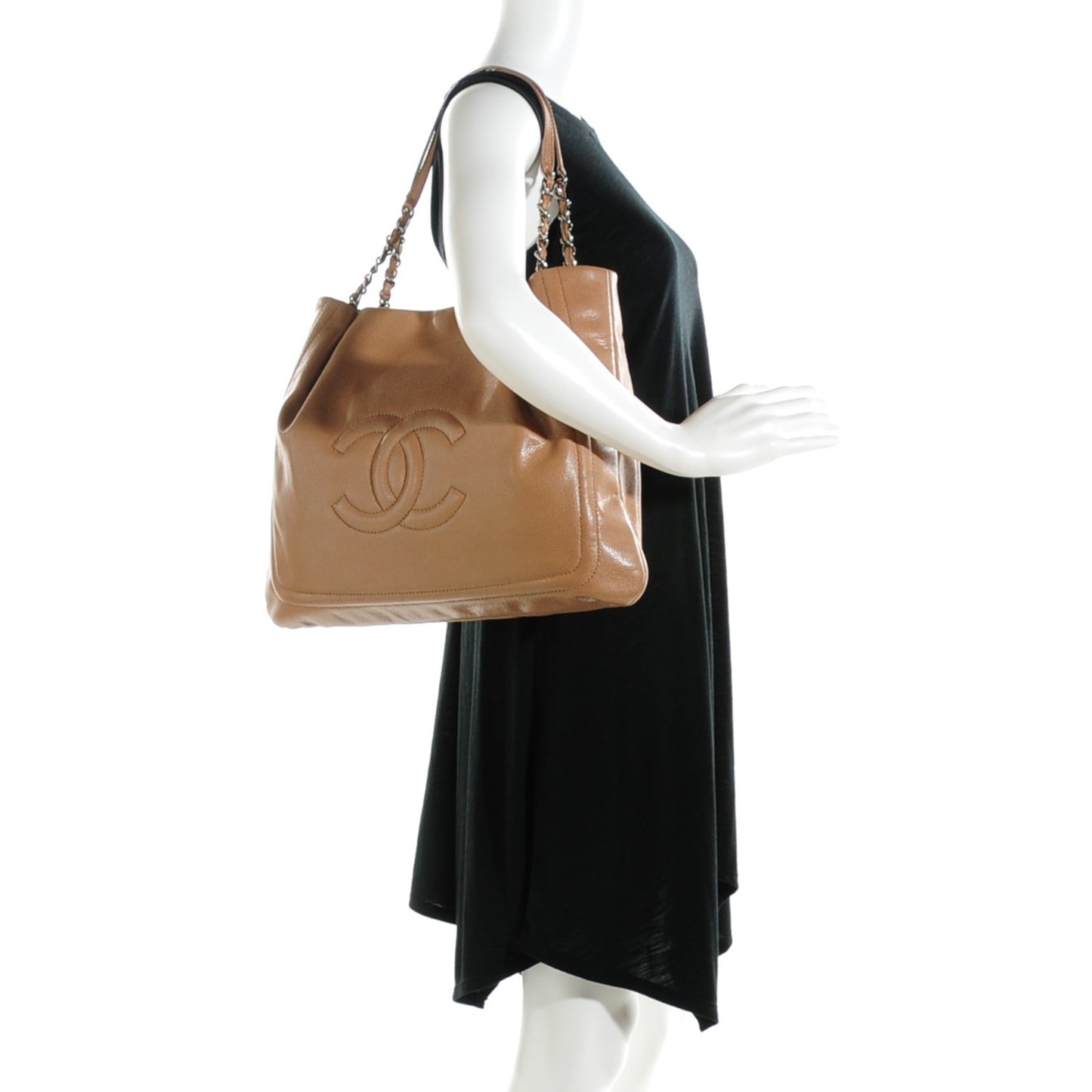 Caviar CC Timeless Shoulder Bag Dark Beige