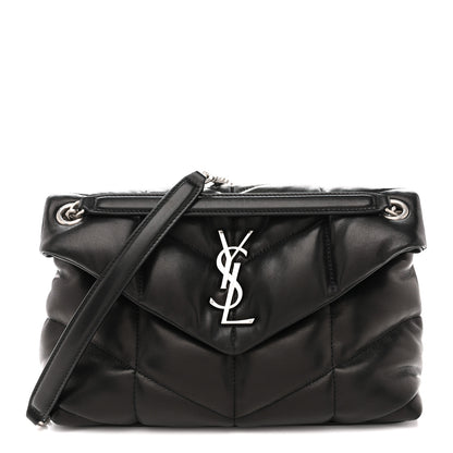 Saint Laurent Lambskin Quilted Small Loulou Puffer Monogram Chain Satchel Black 1 of 10