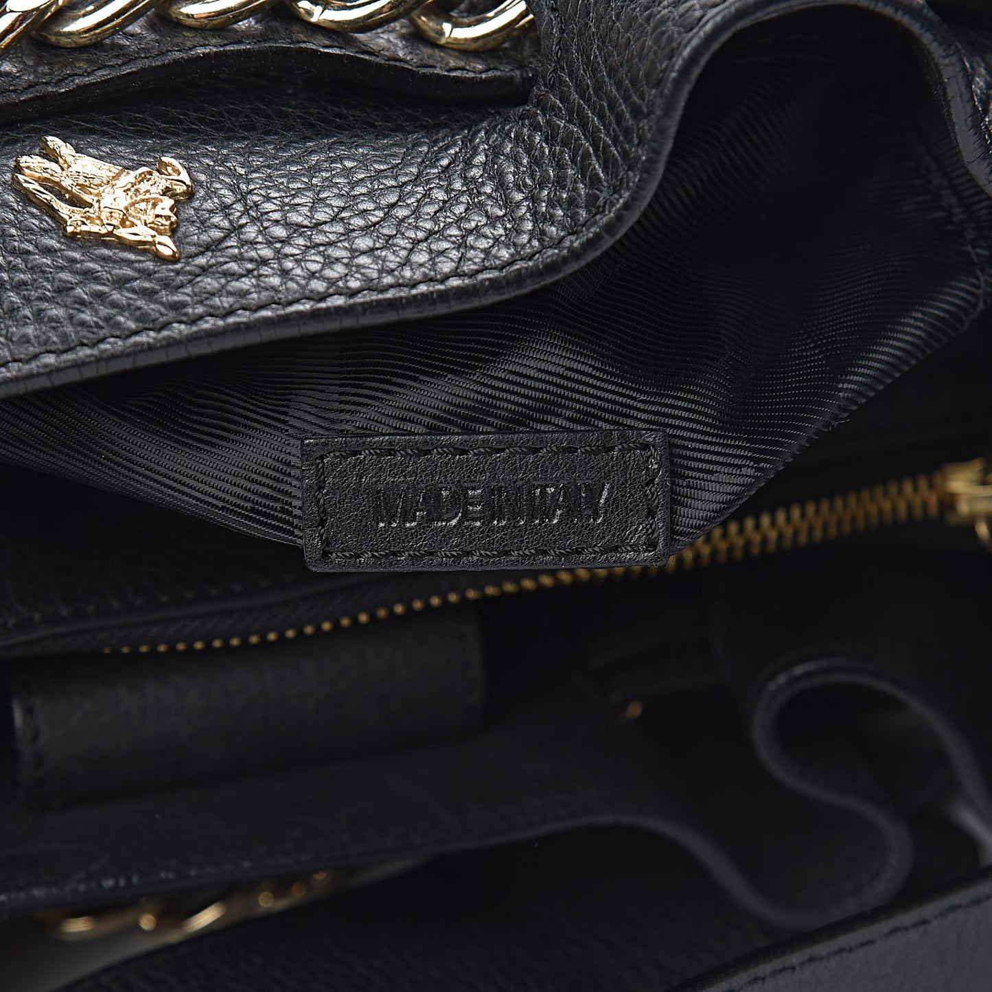 Grainy Calfskin House Check Margaret Bag Black