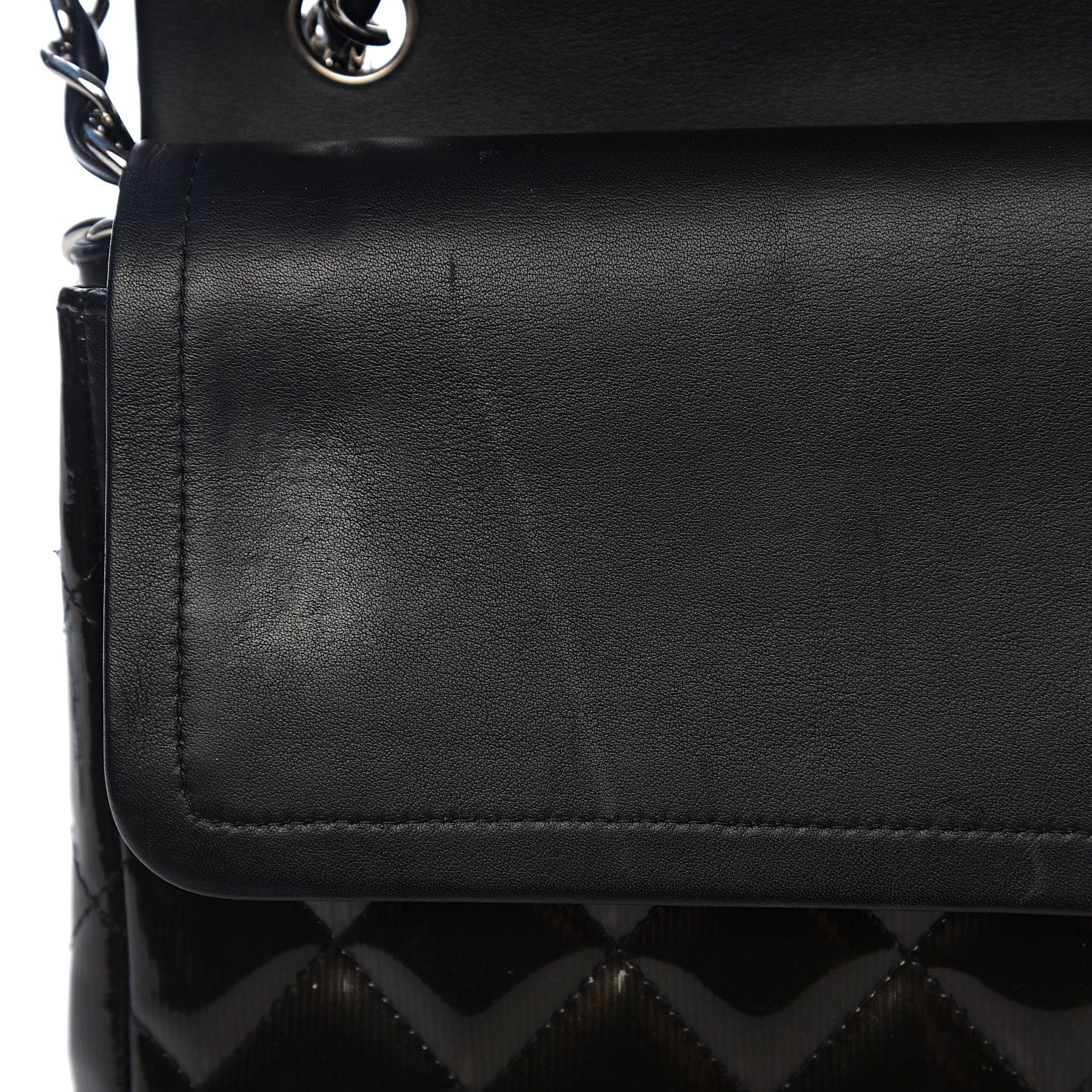Chanel Striated Patent Quilted Jumbo Double Flap Black 8 of 16