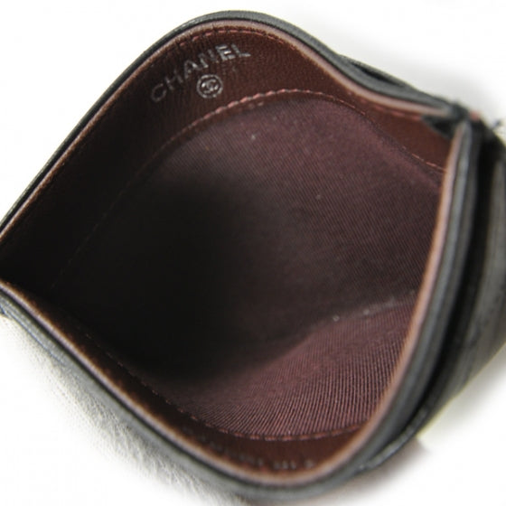 Lambskin Quilted Card Holder Black