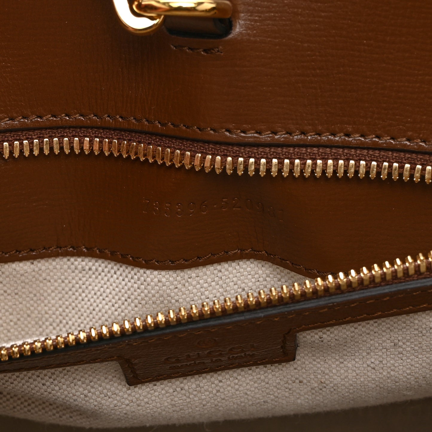 GG Supreme Monogram Azalea Calfskin Small Retro Interlocking G Tote Bag Beige Ebony Brown Sugar