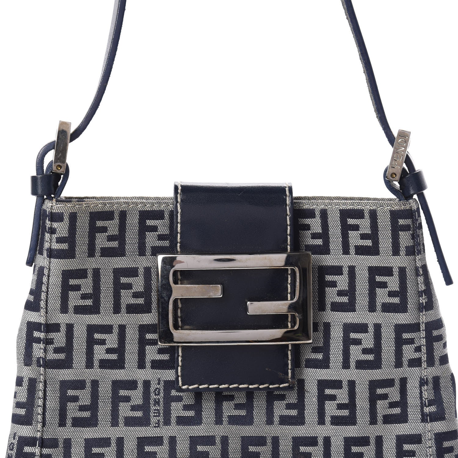 Fendi Zucchino Mini Shoulder Bag Navy Blue 9 of 9