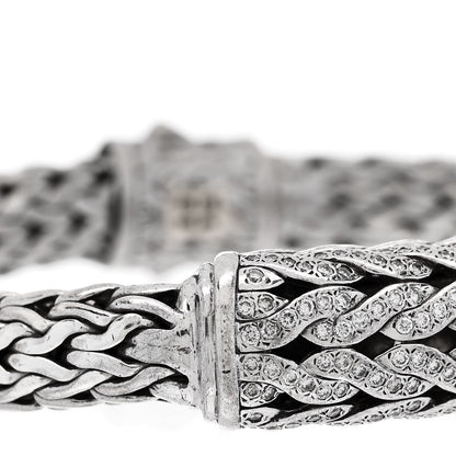 John Hardy Sterling Silver 18K Yellow Gold Diamond Classic Chain Woven Station Bracelet 6 of 6