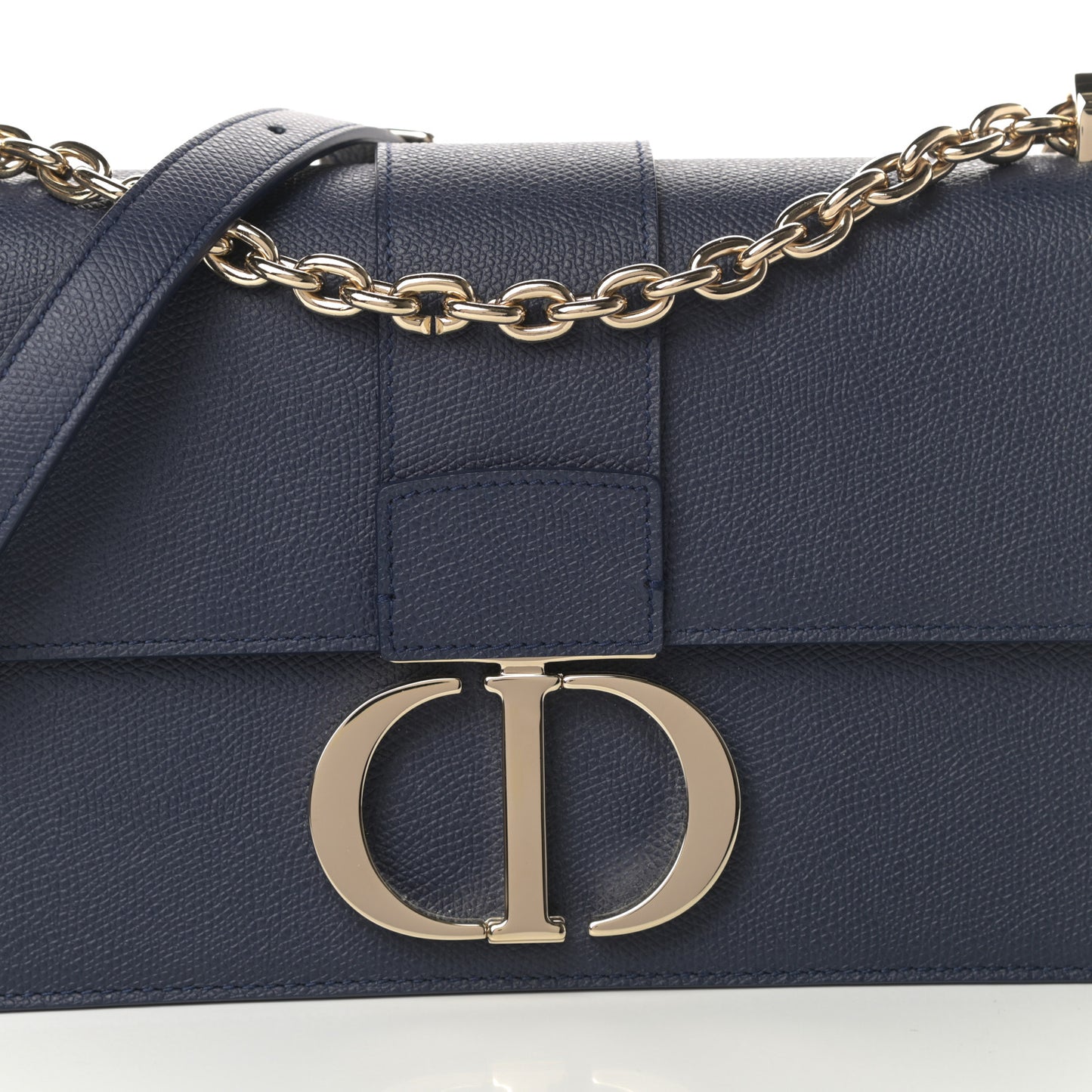 Grained Calfskin 30 Montaigne Chain Flap Bag Navy