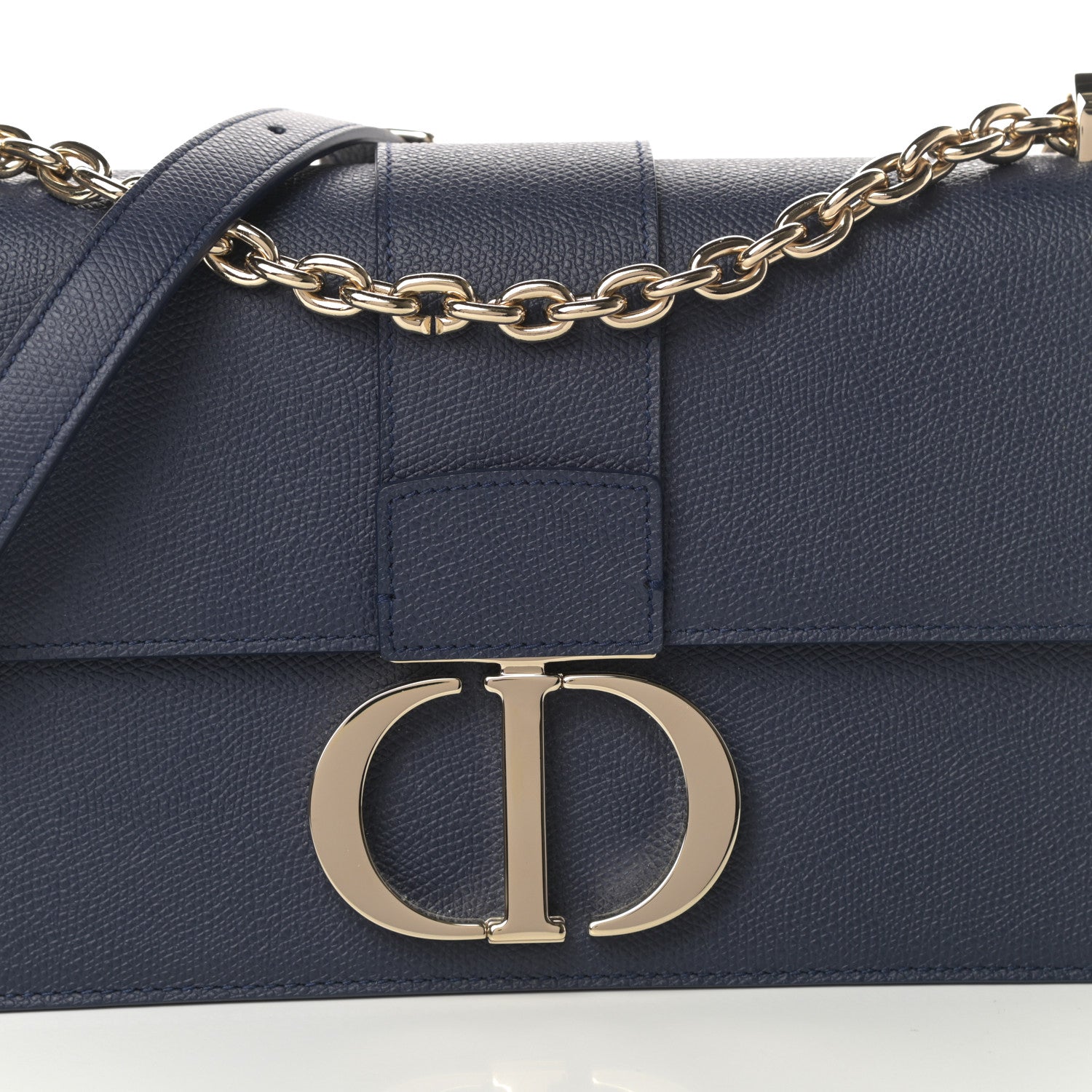 Christian Dior Grained Calfskin 30 Montaigne Chain Flap Bag Navy 8 of 12