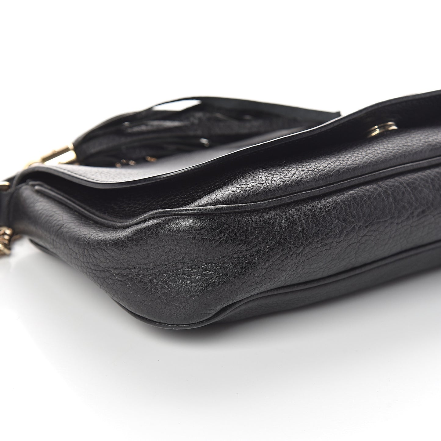 Pebbled Calfskin Medium Soho Flap Crossbody Black