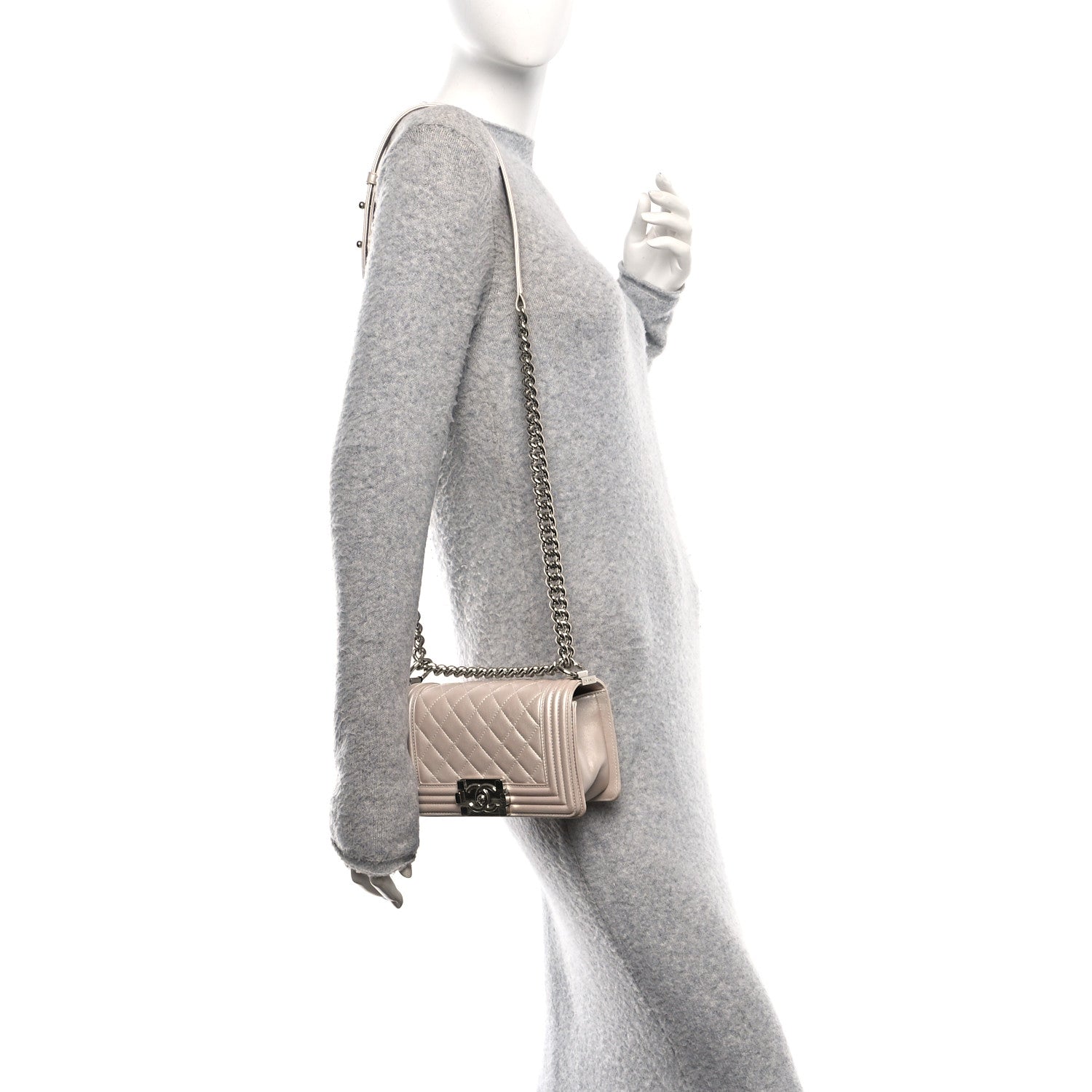 Chanel Metallic Calfskin Quilted Small Boy Flap Light Pink 2 of 10