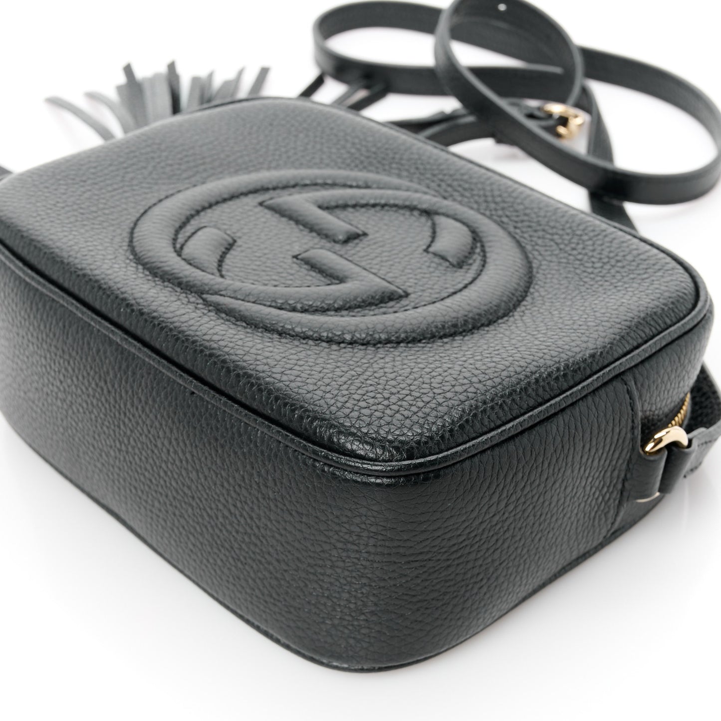 Pebbled Calfskin Small Soho Disco Bag Black