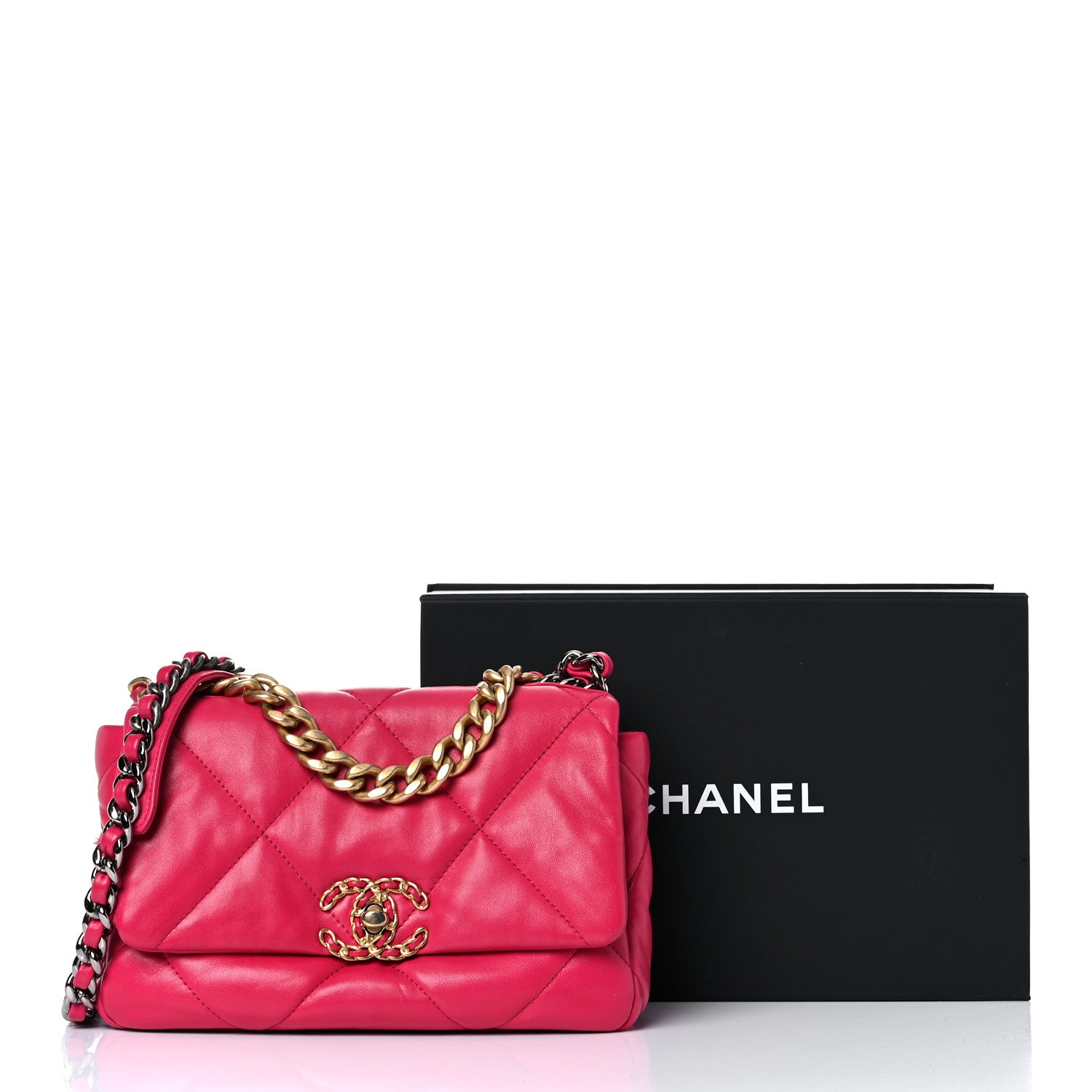 Chanel Goatskin Quilted Medium Chanel 19 Flap Pink 10 of 10