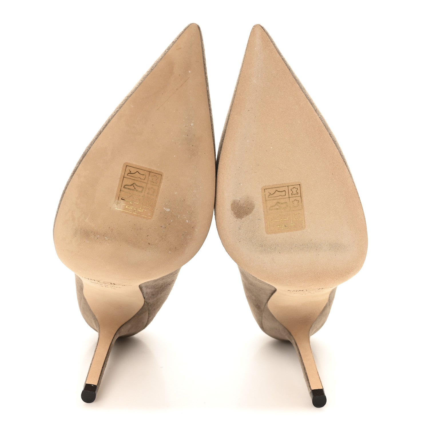 Jimmy Choo Suede Pointy Toe Romy Pumps 35.5 Stone 1837085