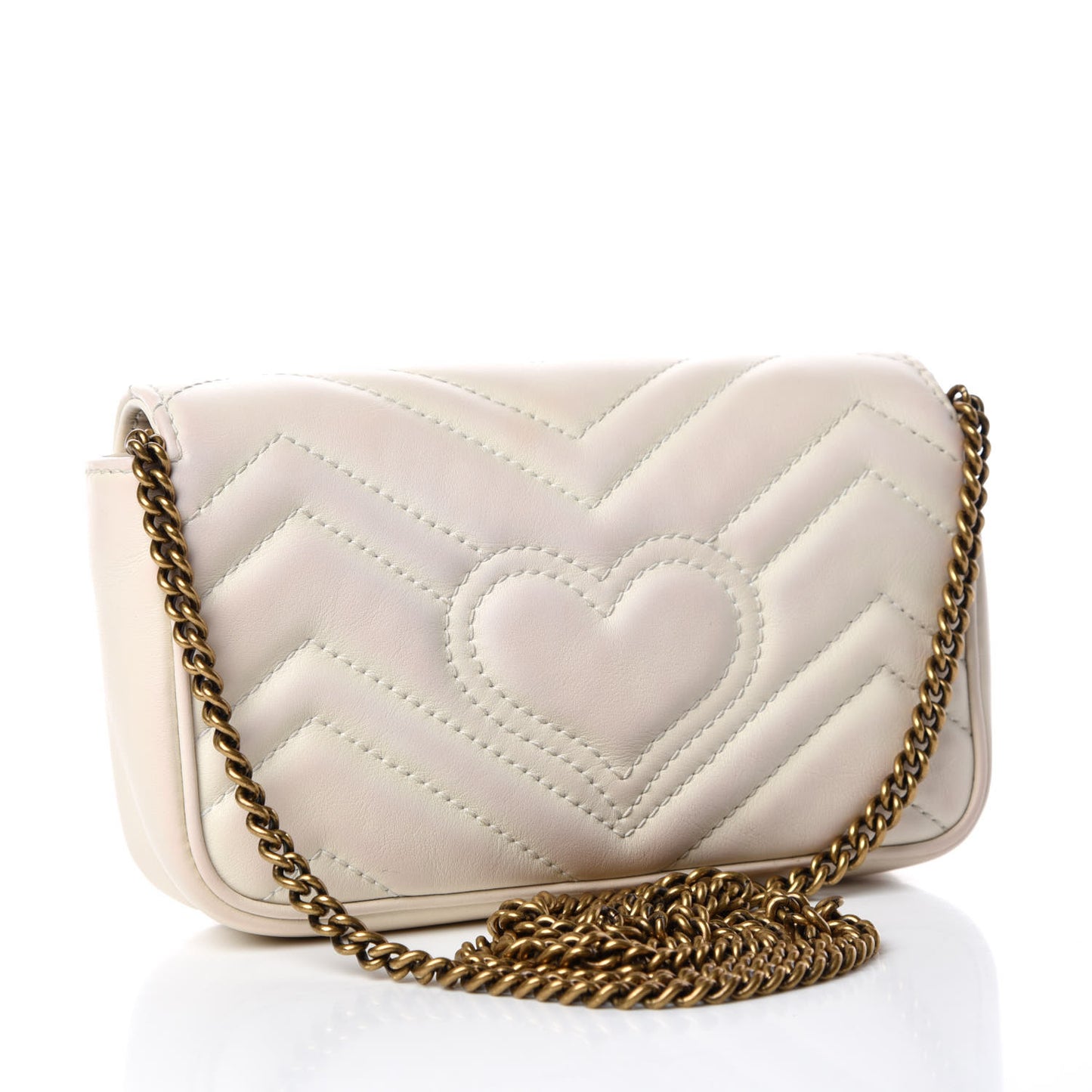Calfskin Matelasse Super Mini GG Marmont Shoulder Bag White