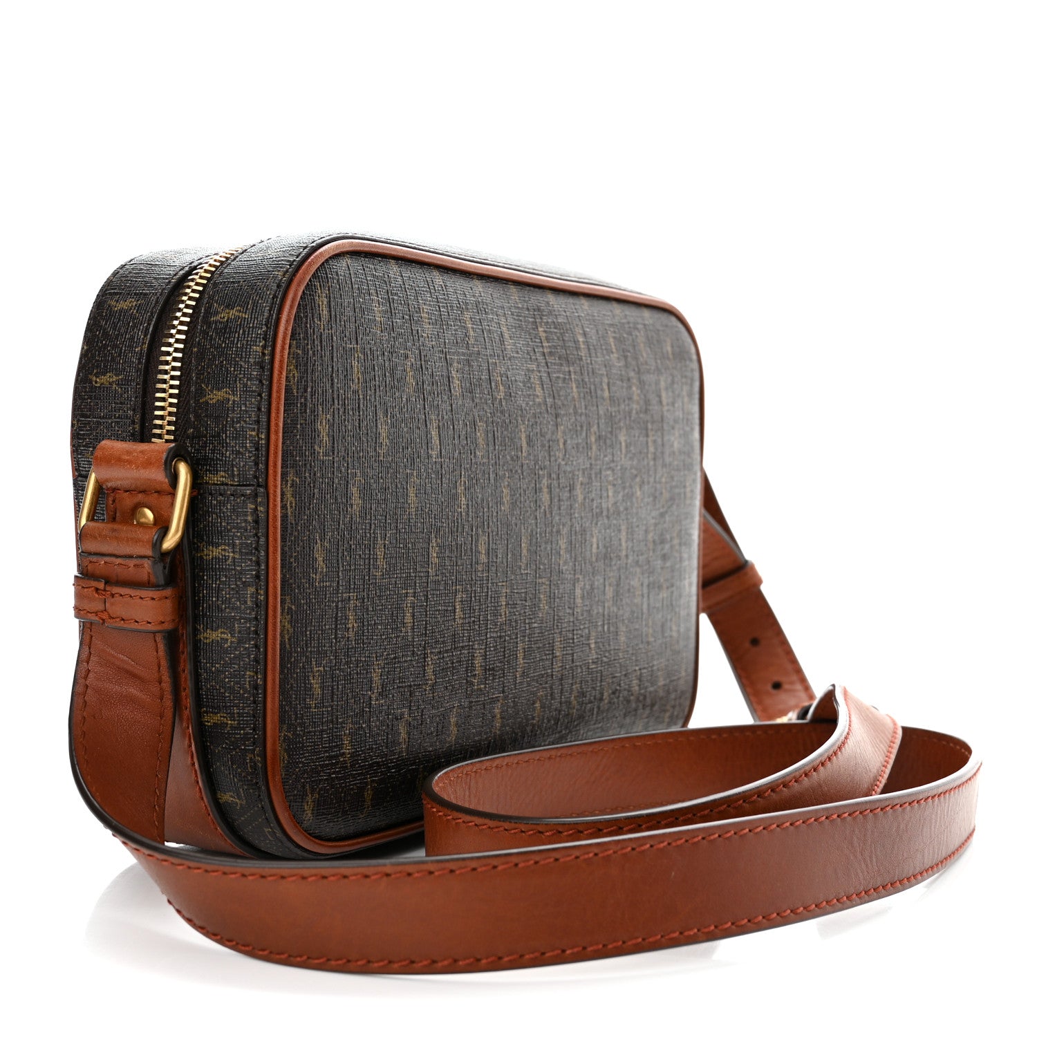 Saint Laurent Canvas Smooth Calfskin Le Monogramme Camera Bag Chestnut 3 of 11