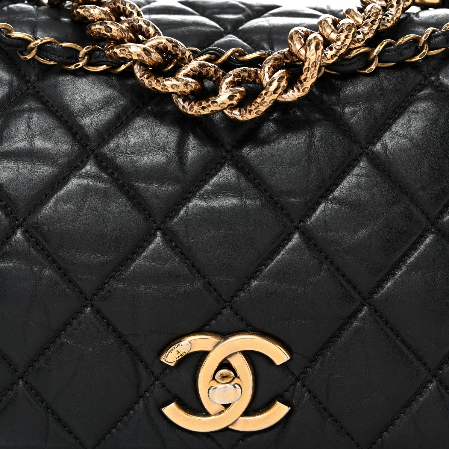 Chanel Aged Calfskin Quilted Medium Pondichery Flap Black 8 of 10