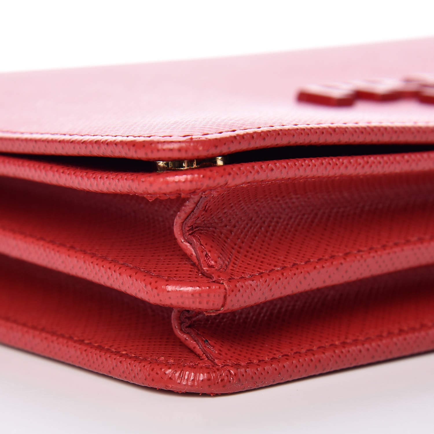 Prada Saffiano Lux Monochrome Chain Wallet Fuoco 8 of 11
