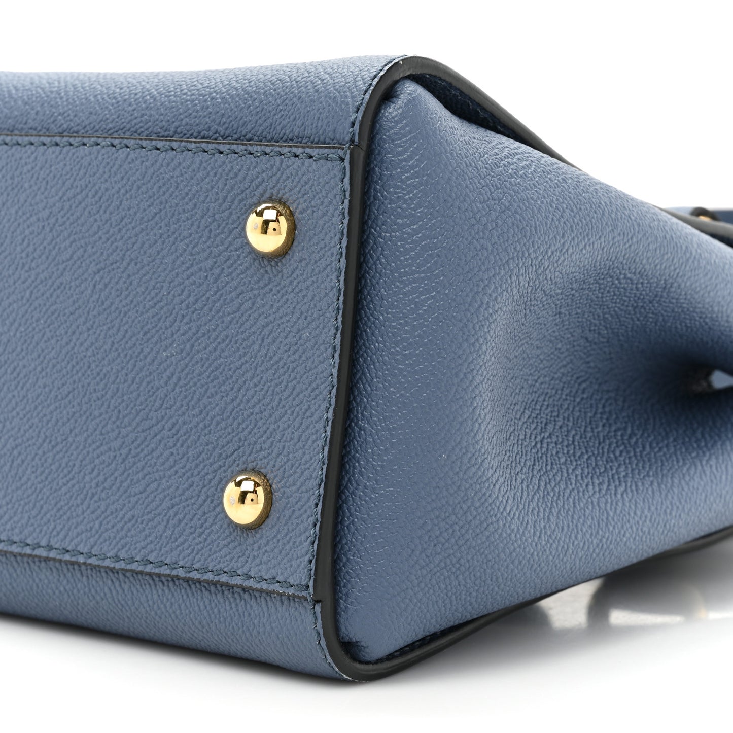 Soft Grain Calfskin Small Buckle Tote Steel Blue