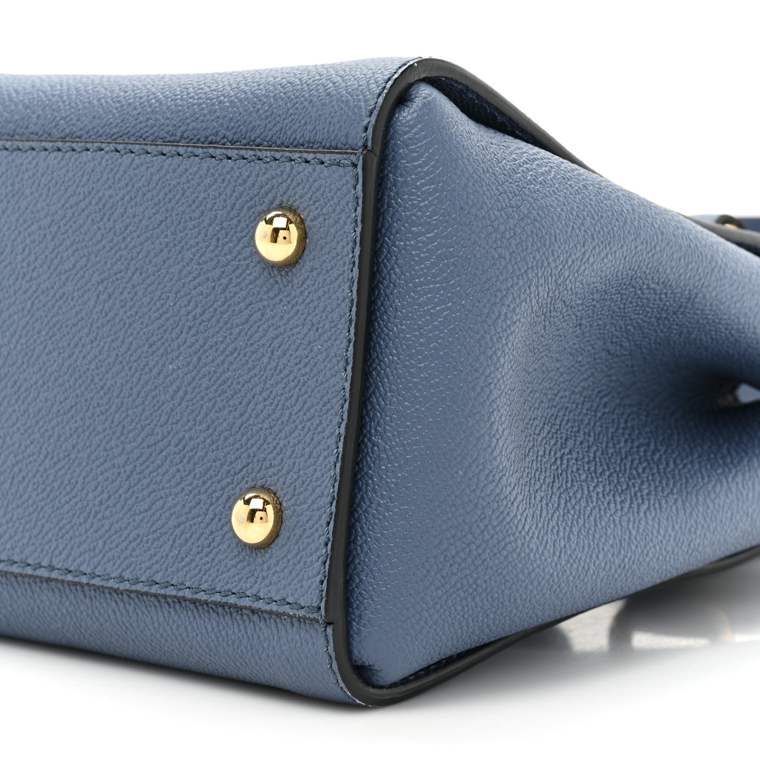 Burberry Soft Grain Calfskin Small Buckle Tote Steel Blue 7 of 14