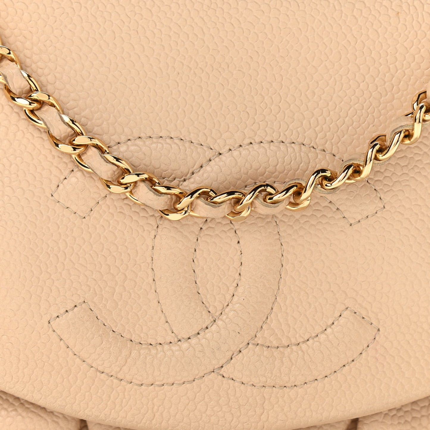 Caviar Half Moon Wallet On Chain WOC Beige