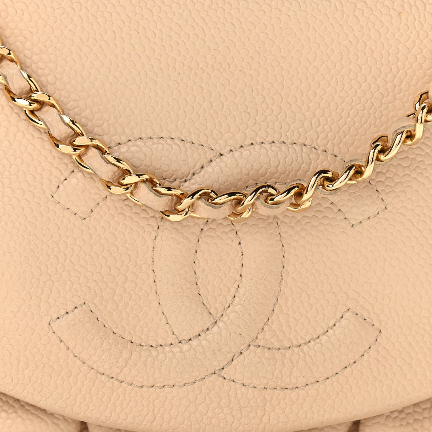 Chanel Caviar Half Moon Wallet On Chain WOC Beige 9 of 12