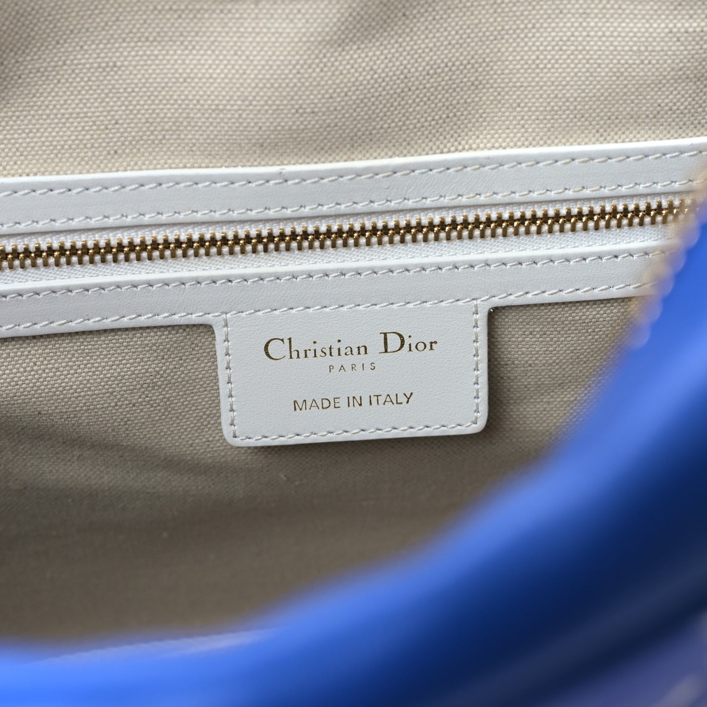 Calfskin Large Dior Vibe Zip Bowling Bag White Blue