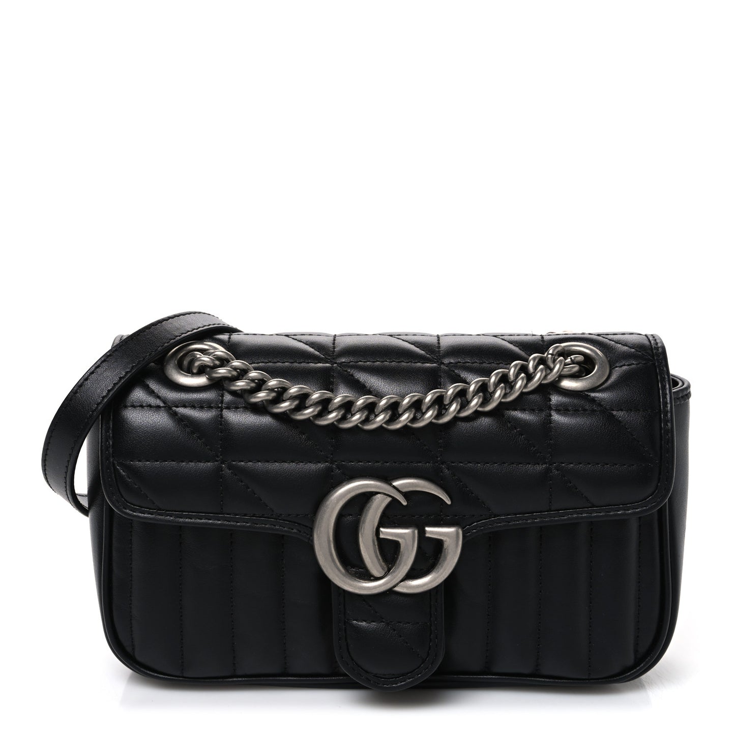 Calfskin Matelasse Aria Mini GG Marmont Shoulder Bag Black Black