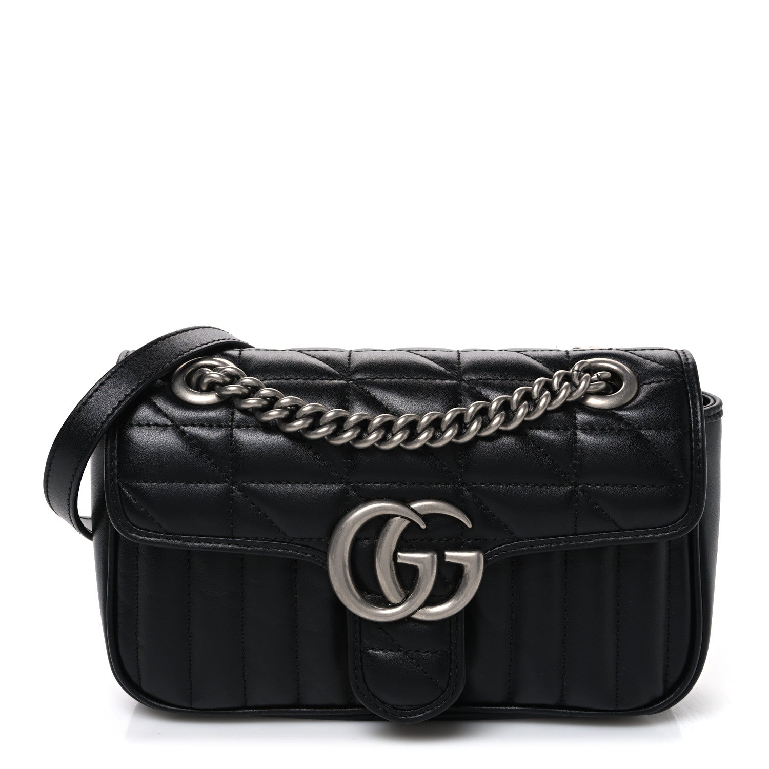 Gucci Calfskin Matelasse Aria Mini GG Marmont Shoulder Bag Black Black 1 of 10
