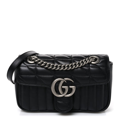 Gucci Calfskin Matelasse Aria Mini GG Marmont Shoulder Bag Black Black 1 of 10