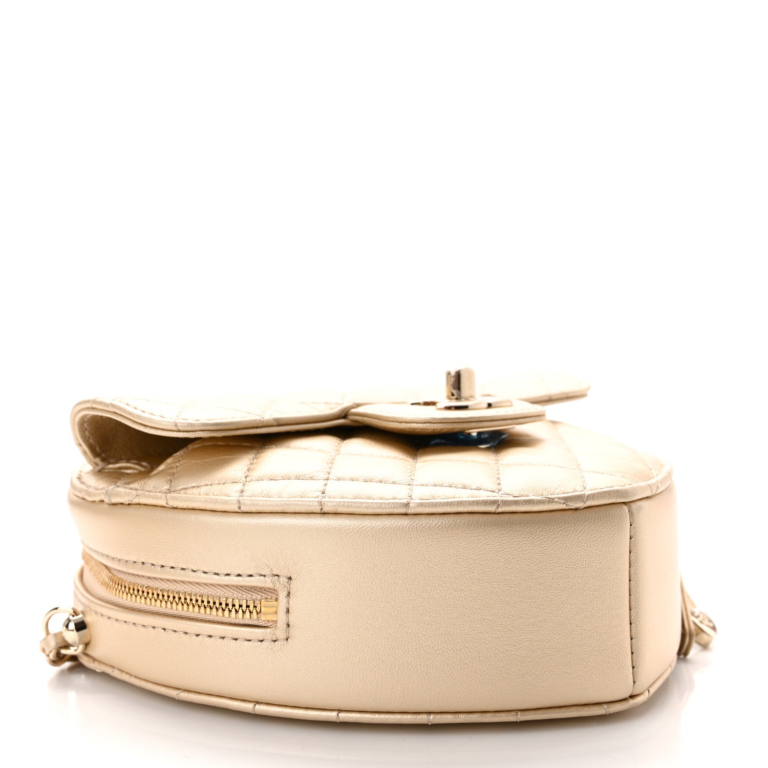 Chanel Metallic Lambskin Quilted CC In Love Heart Bag Gold 4 of 11