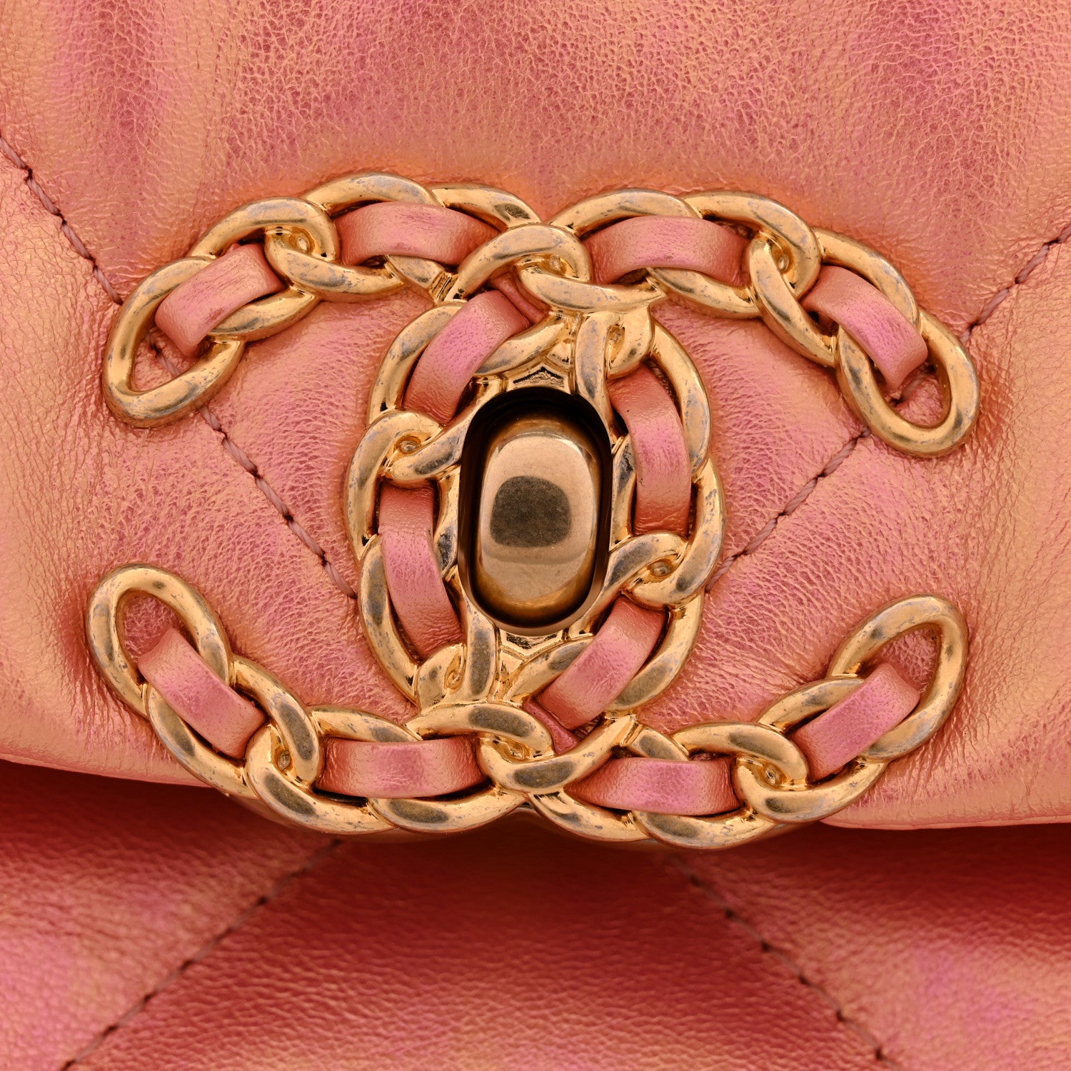 Chanel Iridescent Lambskin Quilted Large Chanel 19 Flap Pink 11 of 13