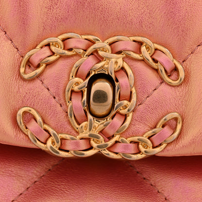 Chanel Iridescent Lambskin Quilted Large Chanel 19 Flap Pink 11 of 13
