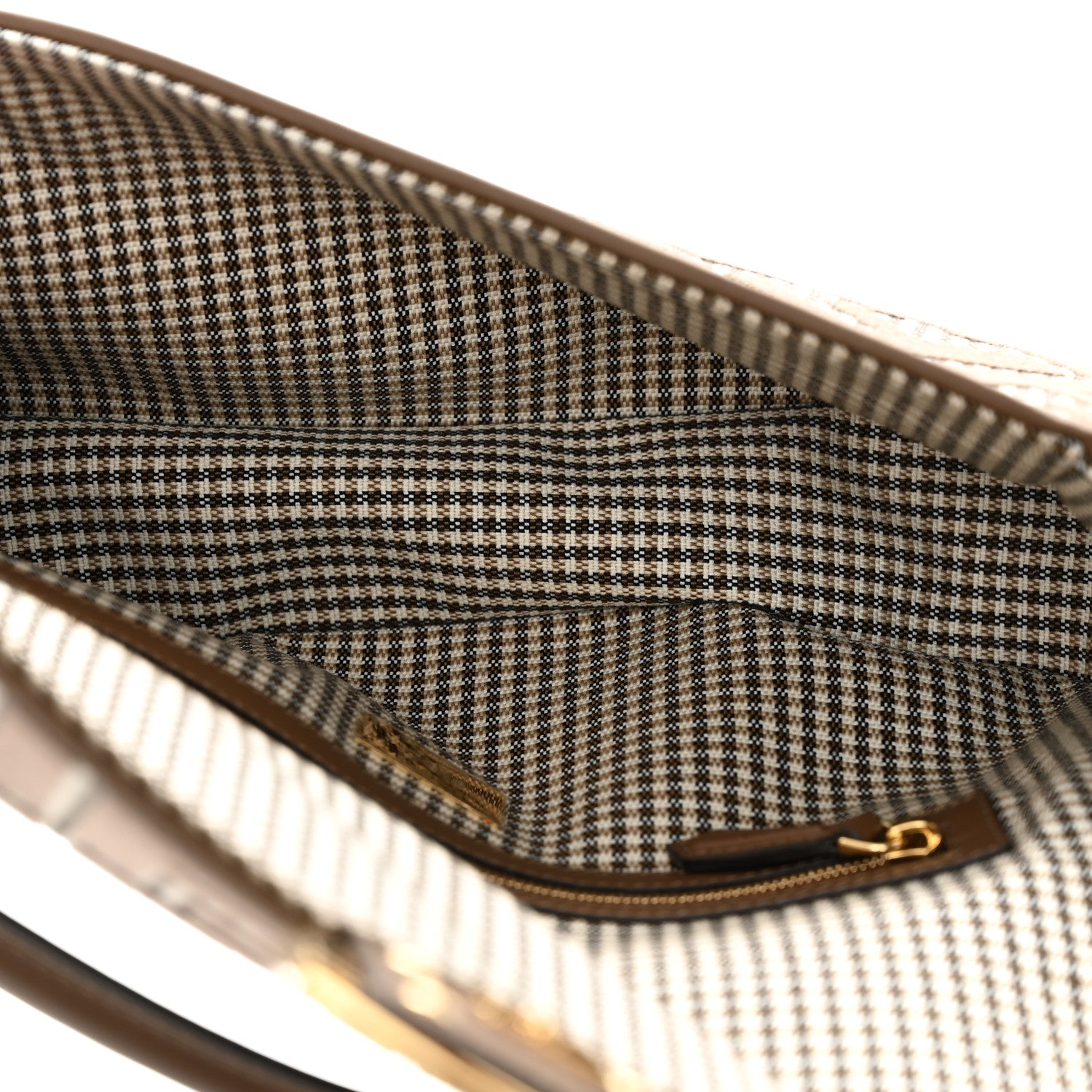 Fendi Wool Vitello King Houndstooth FF Embroidered Baguette Beige Moro 5 of 11