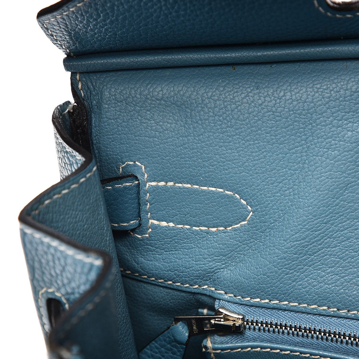 Taurillon Clemence Birkin 30 Blue Jean