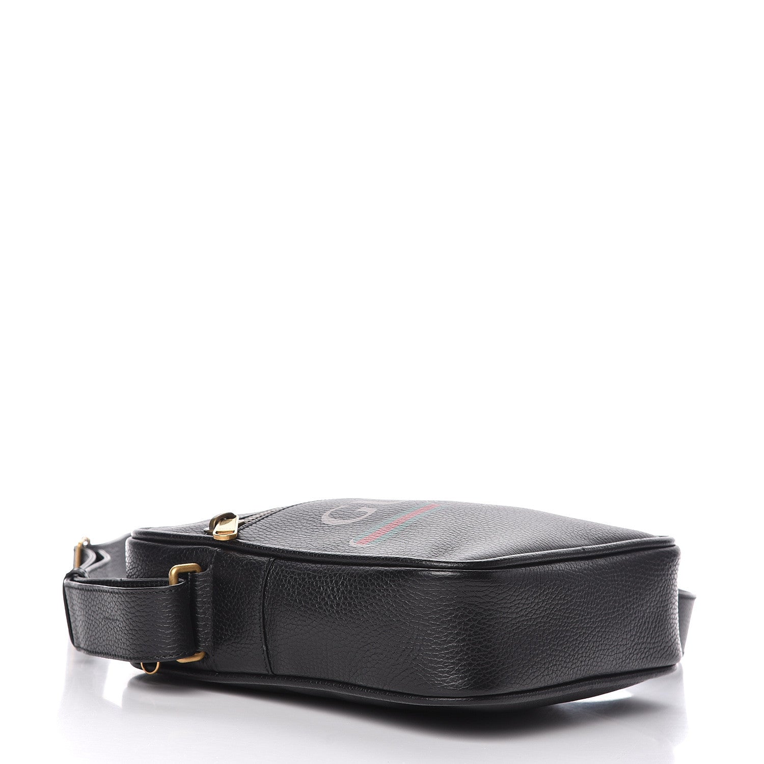 Gucci Grained Calfskin Logo Messenger Bag Black 4 of 12