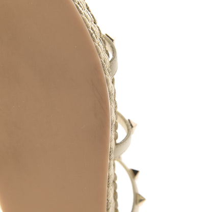 Valentino Garavani Calfskin Rockstud Ankle Strap Torchon Espadrille Caged 30/55mm Sandals 39 Light Ivory 12 of 14