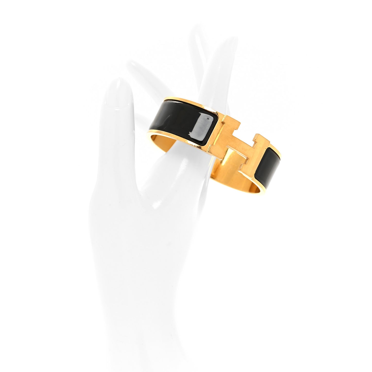 Enamel Wide Clic Clac H Bracelet GM Black