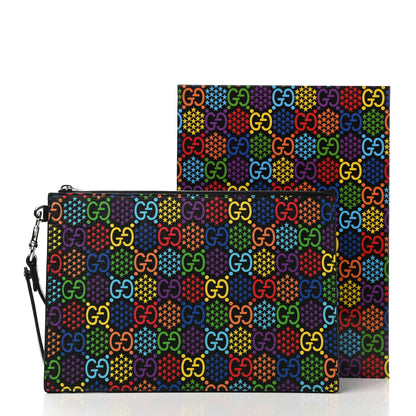 Gucci GG Supreme Monogram Psychedelic Zip Wristlet Pouch Black Multicolor 8 of 8