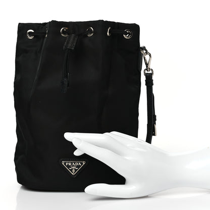 Prada Nylon Vela Drawstring Wristlet Pouch Black 2 of 8
