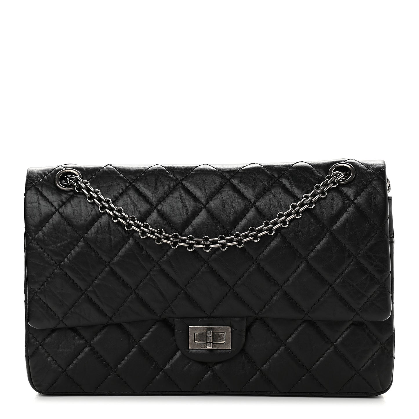 Aged Calfskin Quilted 2.55 Reissue 226 Flap Black