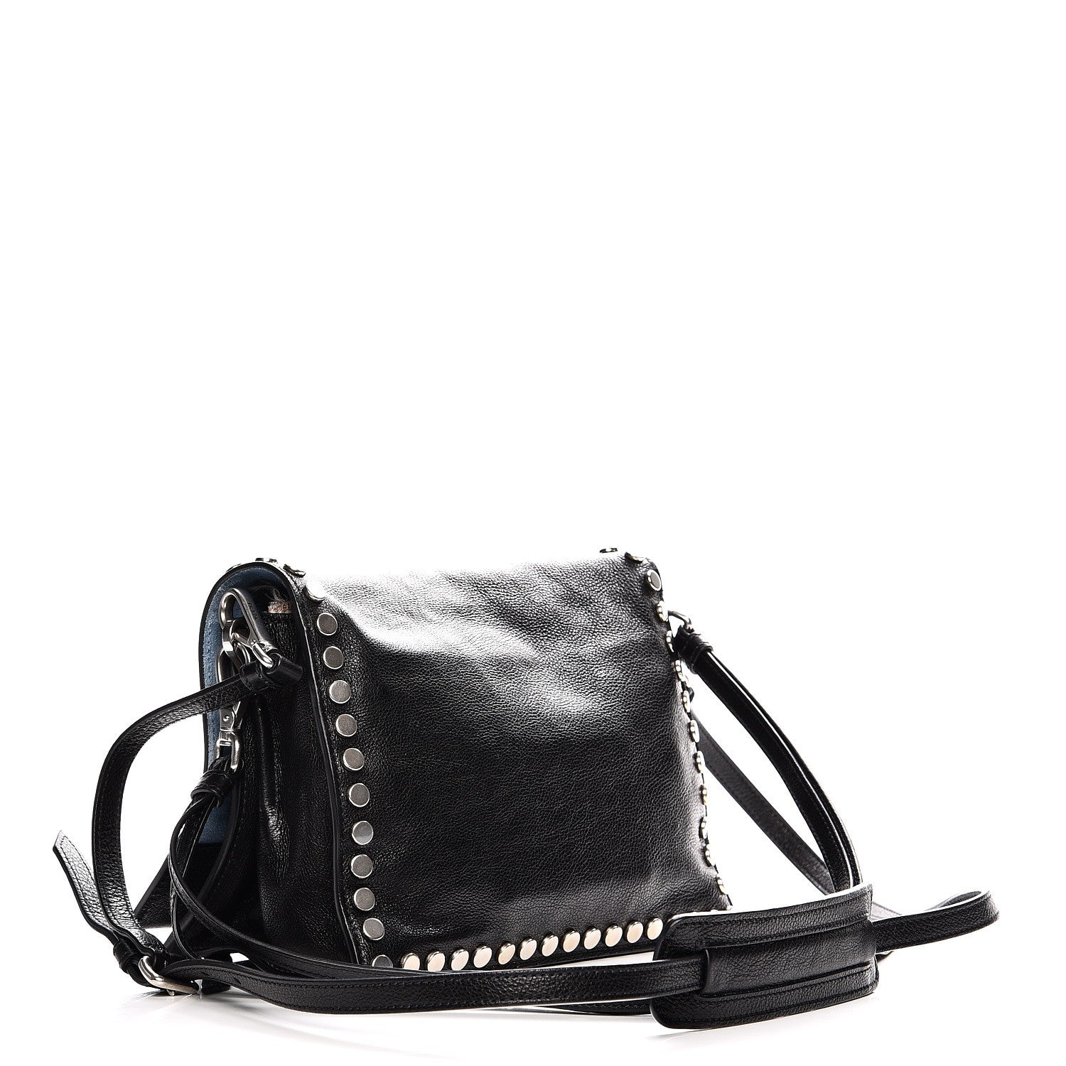 Prada Glace Calf Studded Etiquette Flap Nero Black 4 of 10