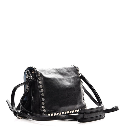 Prada Glace Calf Studded Etiquette Flap Nero Black 4 of 10
