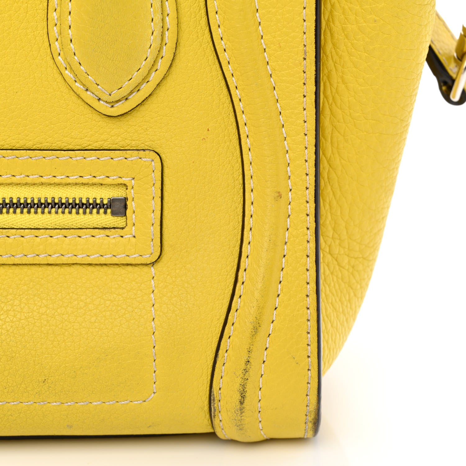 Celine Drummed Calfskin Nano Luggage Citron 14 of 20
