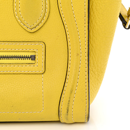 Celine Drummed Calfskin Nano Luggage Citron 14 of 20
