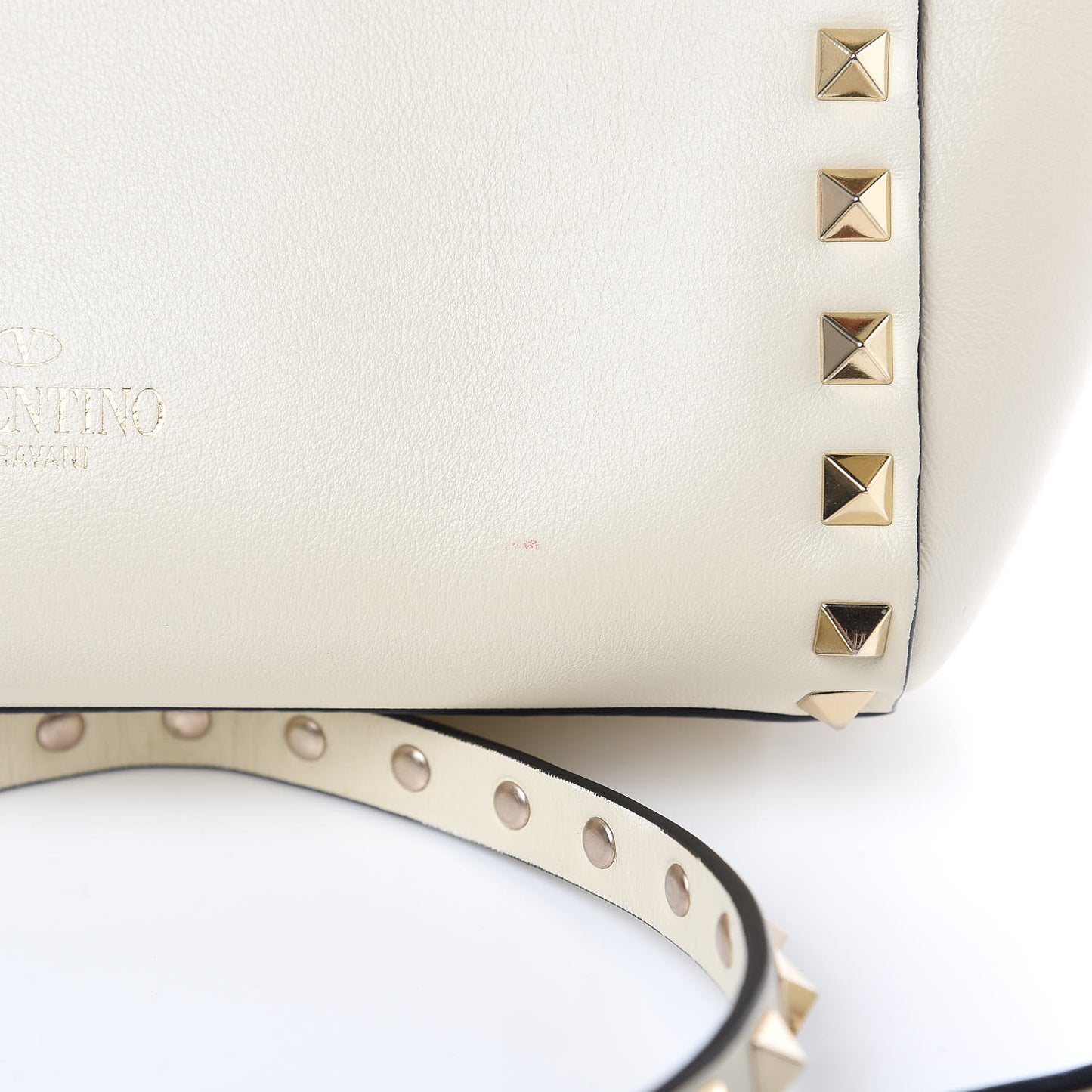 Vitello Mini Rockstud Double Handle Tote Ivory