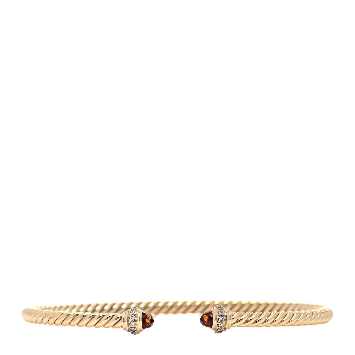18K Yellow Gold Diamond Citrine 3mm Cablespira Bracelet