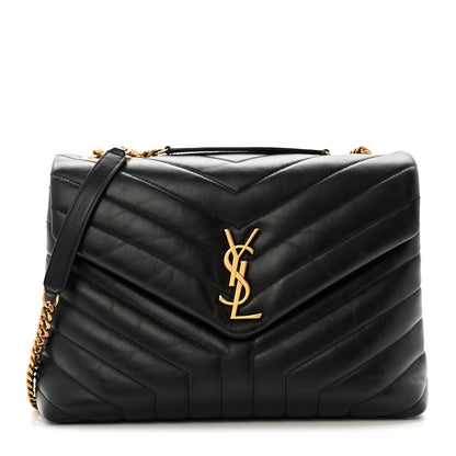 Saint Laurent Calfskin Y Quilted Monogram Medium Loulou Chain Satchel Black 1 of 17