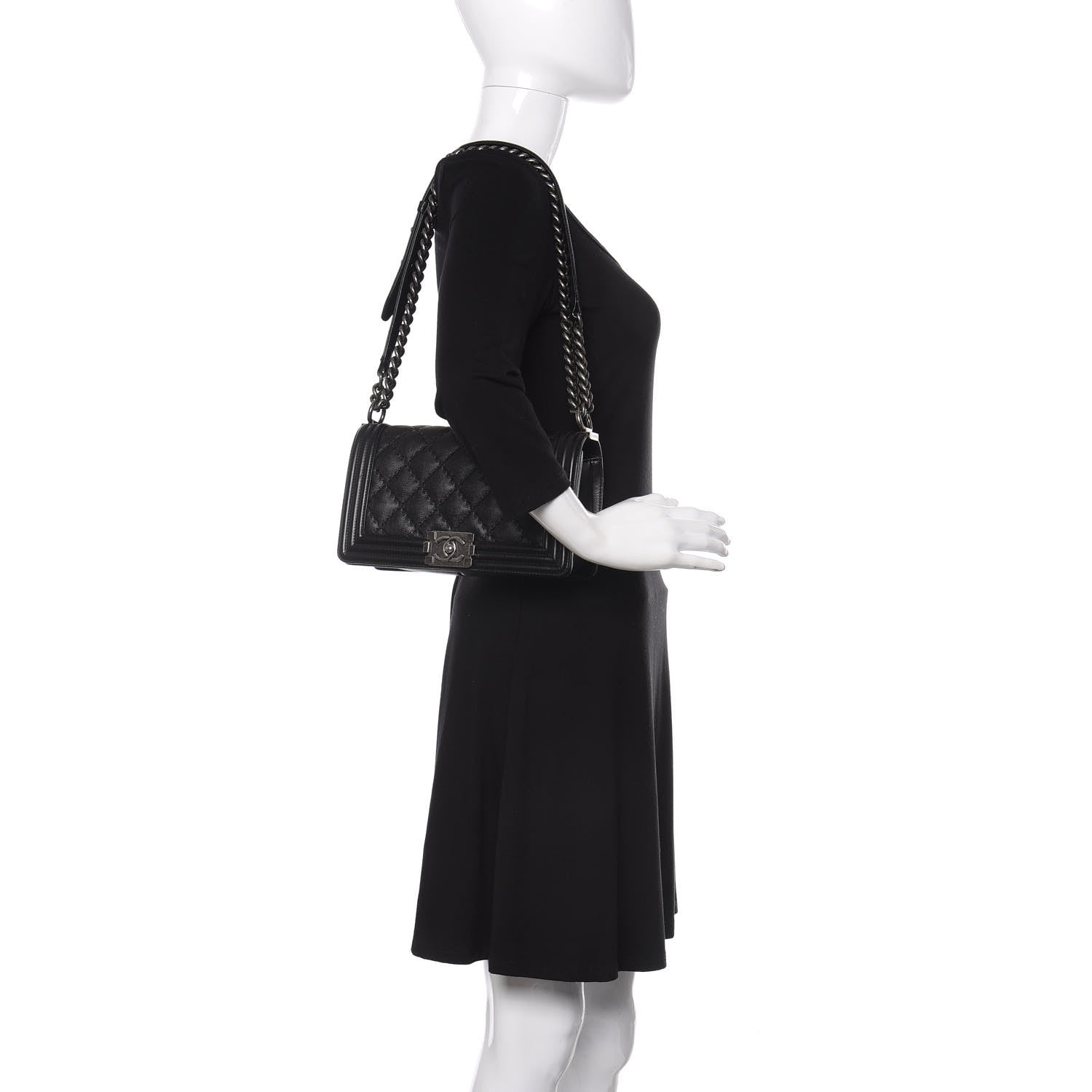 Chanel Calfskin Double Stitch Medium Boy Flap Black 3 of 12