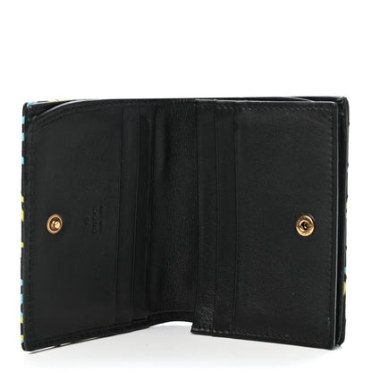 Gucci Calfskin Matelasse GucciGhost GG Marmont Card Case Wallet Black New Acquamarine 4 of 4