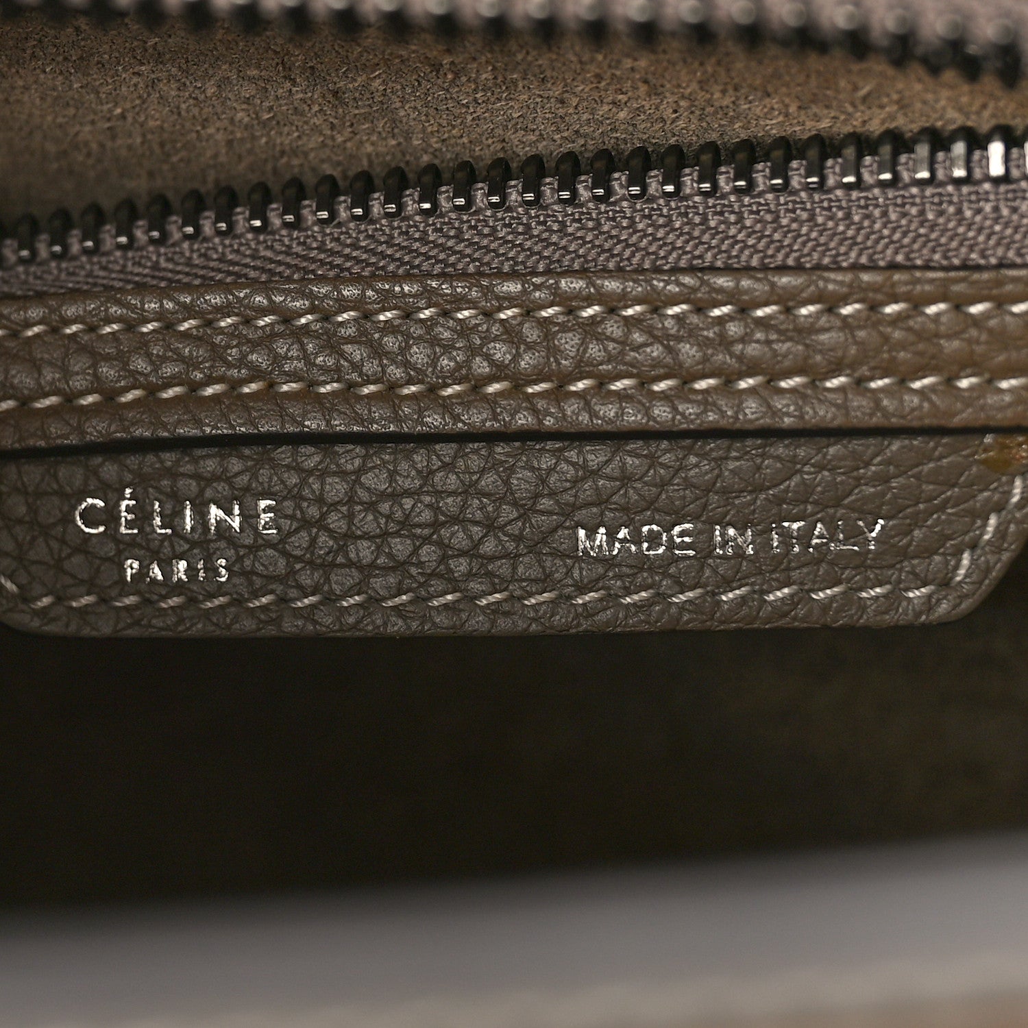 Celine Drummed Calfskin Micro Luggage Souris 6 of 11