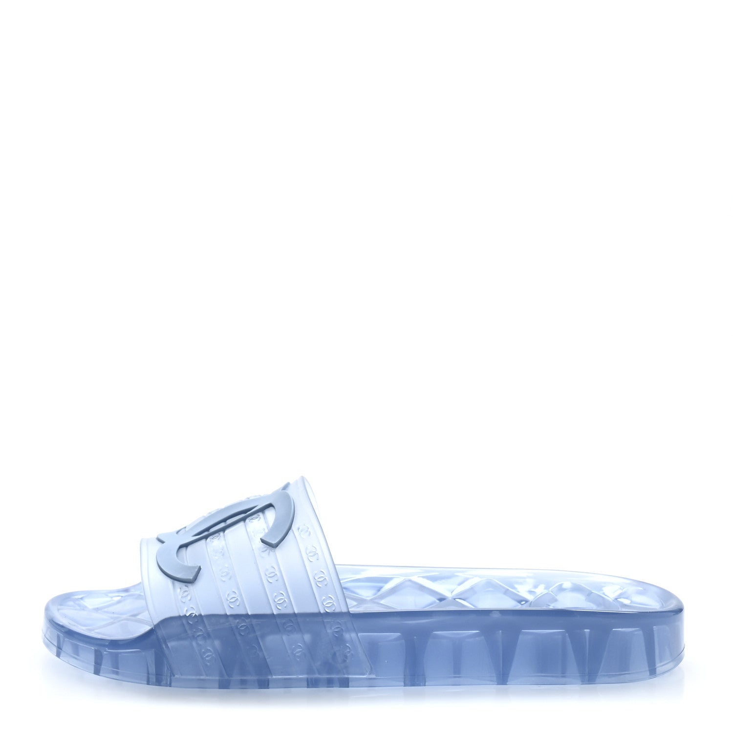 Chanel PVC Transparent CC Flat Slide Sandals 38 Blue 1 of 10