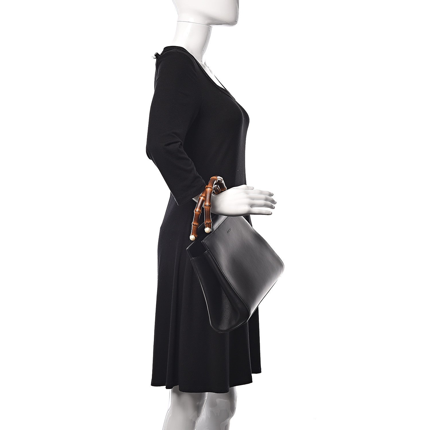 Gucci Nappa Bamboo Small Nymphaea Top Handle Bag Black 2 of 9